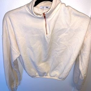 Cream color Cropped quarter zip pullover